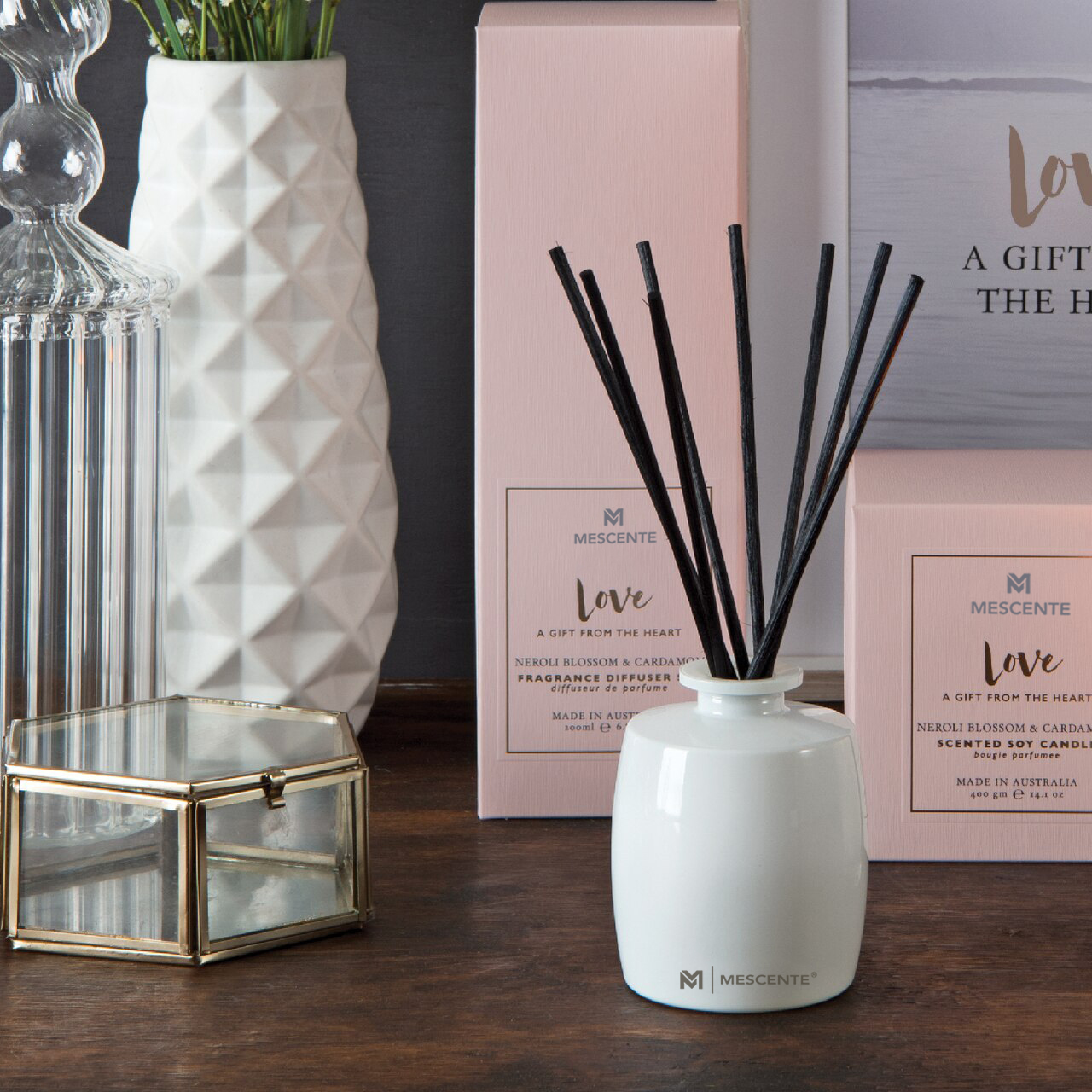 M&Scent Büyük Cam Şişe Ev Temelleri Aroma Kamış Difüzör Rattan Çubuklu Hediye Seti