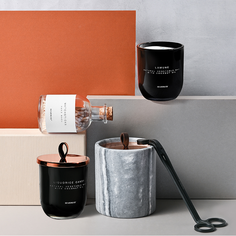 M&Scent Toptan Lüks Özel Dekorasyon Özel Etiket Siyah Cam Kristal Kokulu Soya Balmumu Mumlar