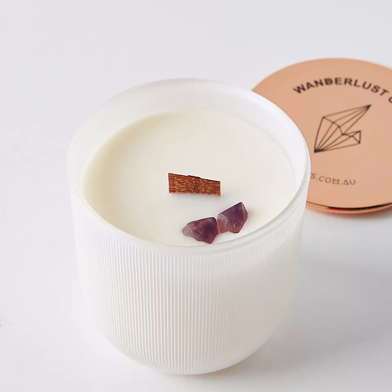Toptan Lüks Mermer Parlak Logo Kristal İnfüzyon Mücevher Çakra Aromaterapi Kokulu Soya Balmumu Mumlar