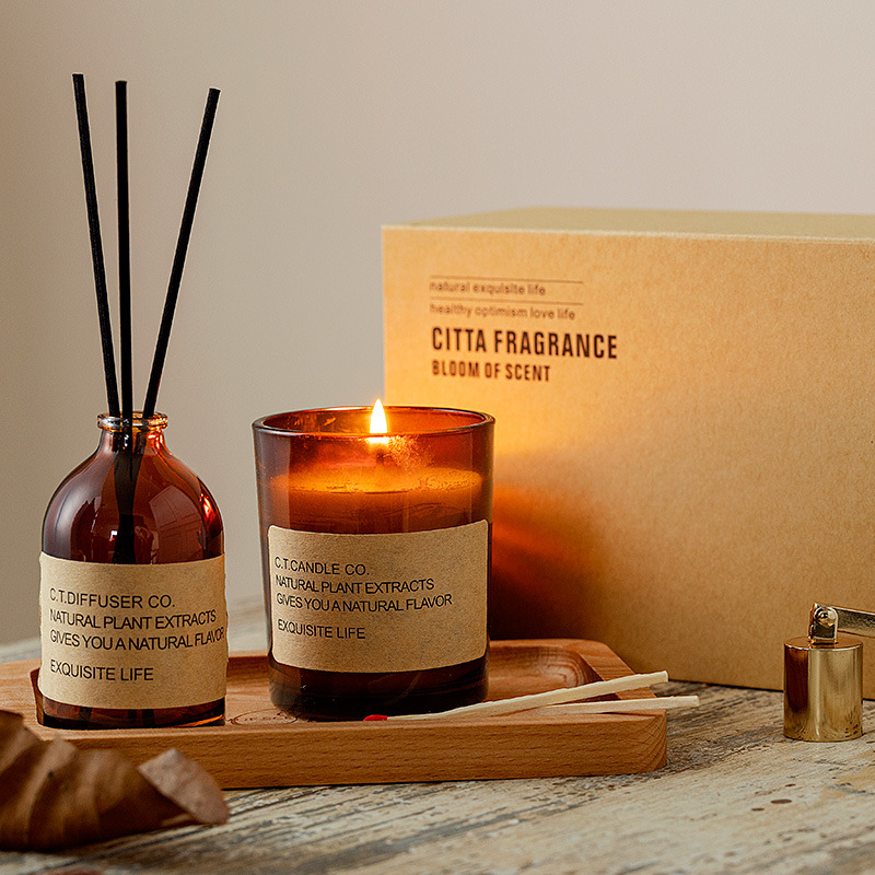 M&Scent lüks dekor ev kamış difüzörü ve kutu ambalajlı kokulu mum seti
