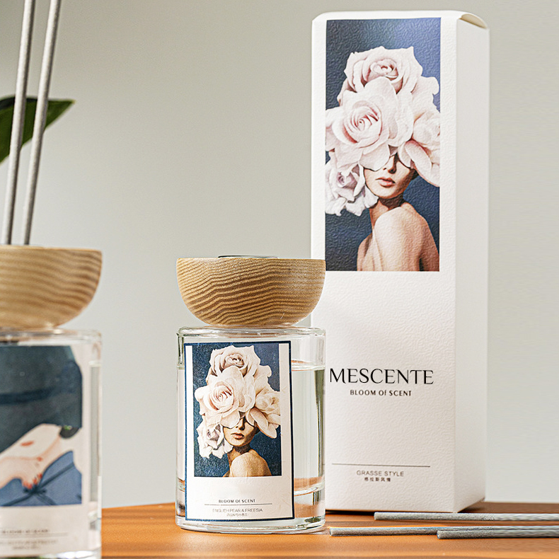 M&Scent toptan özel etiket cam şişe çubuk kamış difüzör kitleri stoperli