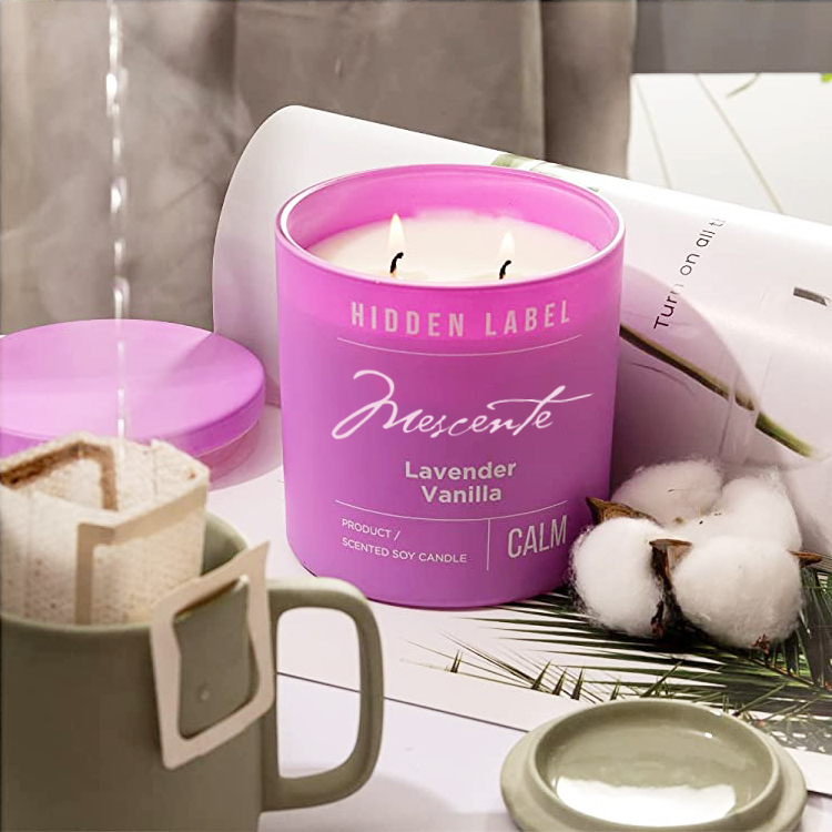 M&Scent Toptan Lüks Özel Etiket Siyah Kavanoz Kokulu Soya Balmumu Mumlar Kristaller ile