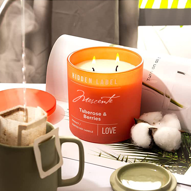 M&Scent Toptan Lüks Özel Etiket Siyah Kavanoz Kokulu Soya Balmumu Mumlar Kristaller ile