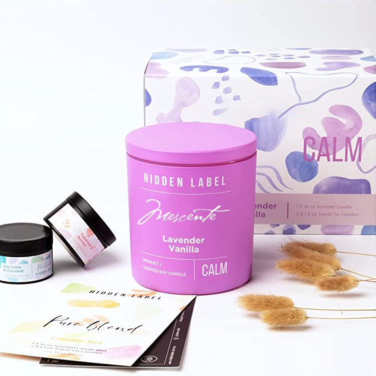 M&Scent Toptan Lüks Özel Etiket Siyah Kavanoz Kokulu Soya Balmumu Mumlar Kristaller ile
