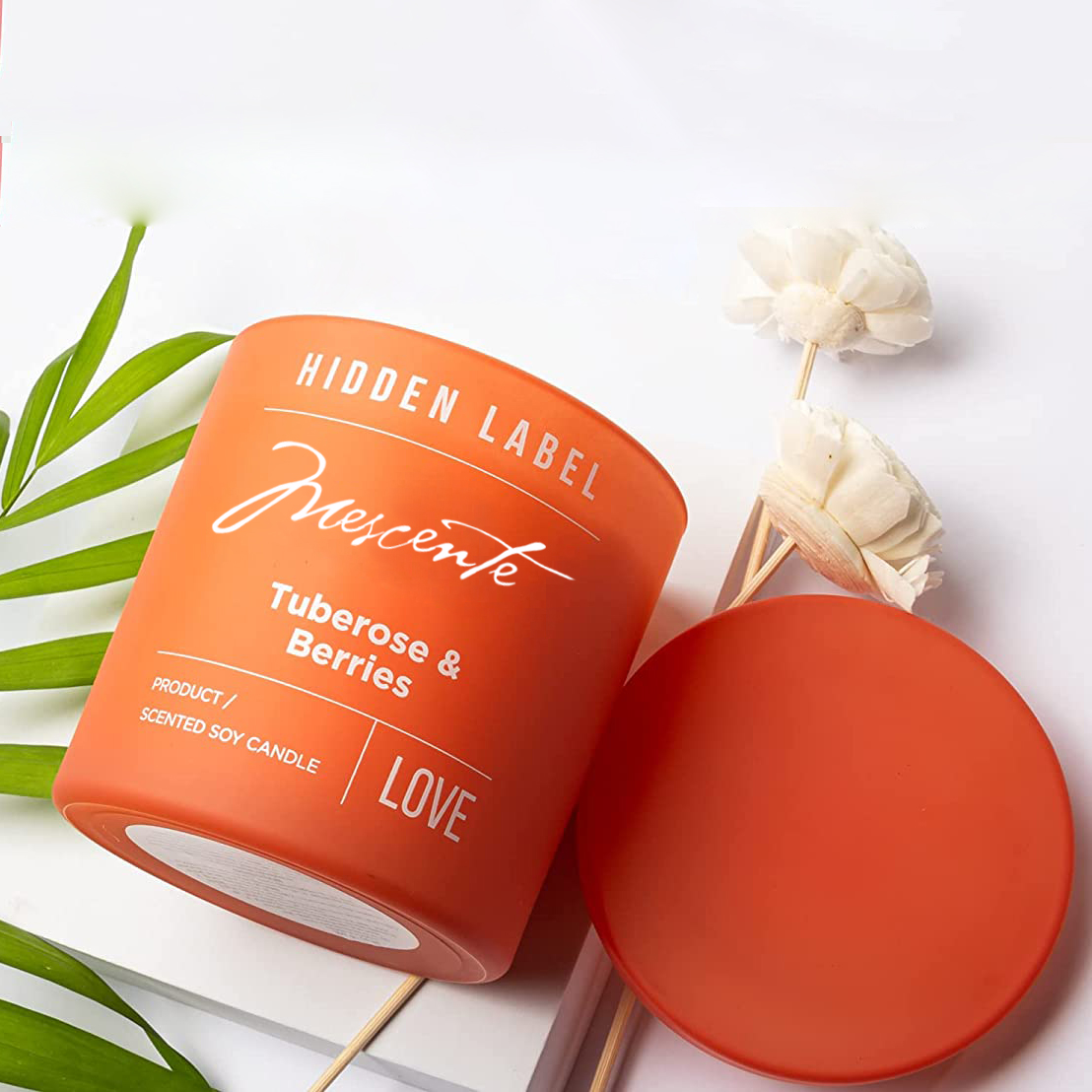 M&Scent Toptan Lüks Özel Etiket Siyah Kavanoz Kokulu Soya Balmumu Mumlar Kristaller ile