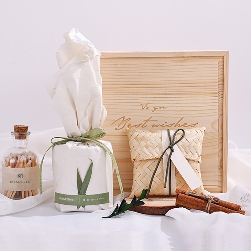 M&Scent lüks ahşap mumluk mumlar özel etiket kokulu kutu