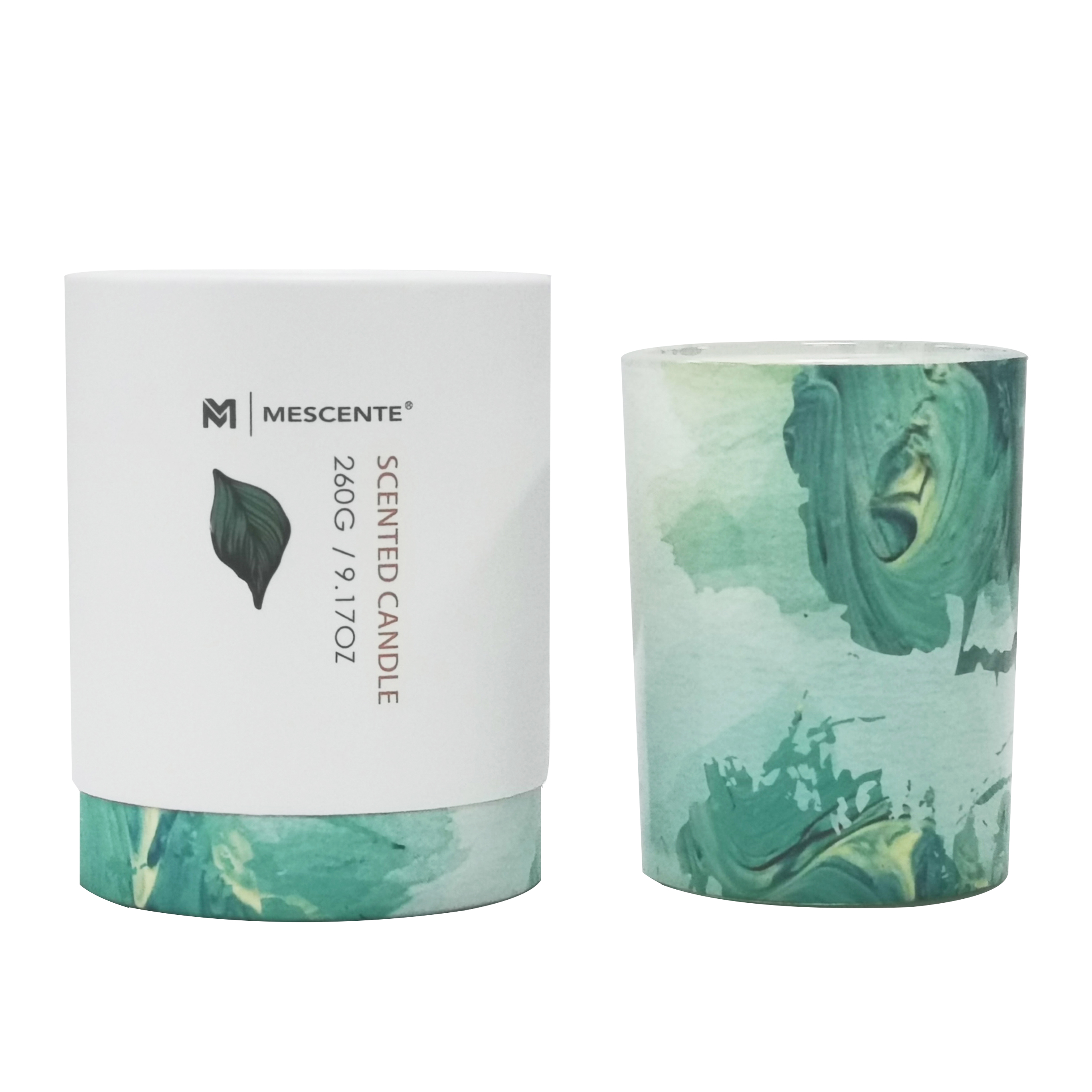 M&Scent toptan özel etiket yeşil cam kavanoz palmiye mumu, manevi mumlar