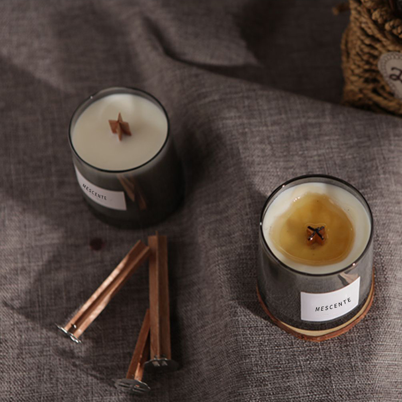 M&Scent lüks cam kavanozlar kristal ahşap fitiller kokulu soya mumu mum, düğün mumları