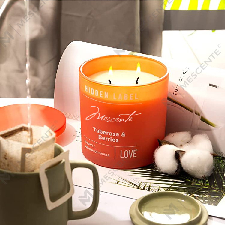 M&Scent Toptan Lüks Özel Etiket Siyah Kavanoz Kokulu Soya Balmumu Mumlar Kristaller ile