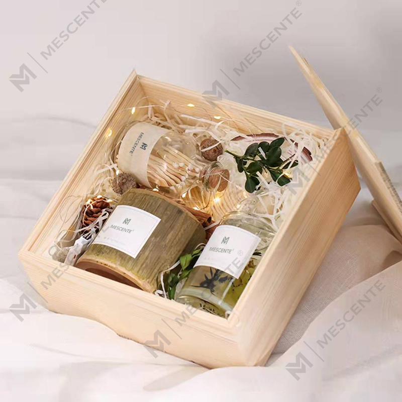 M&Scent lüks ahşap mumluk mumlar özel etiket kokulu kutu