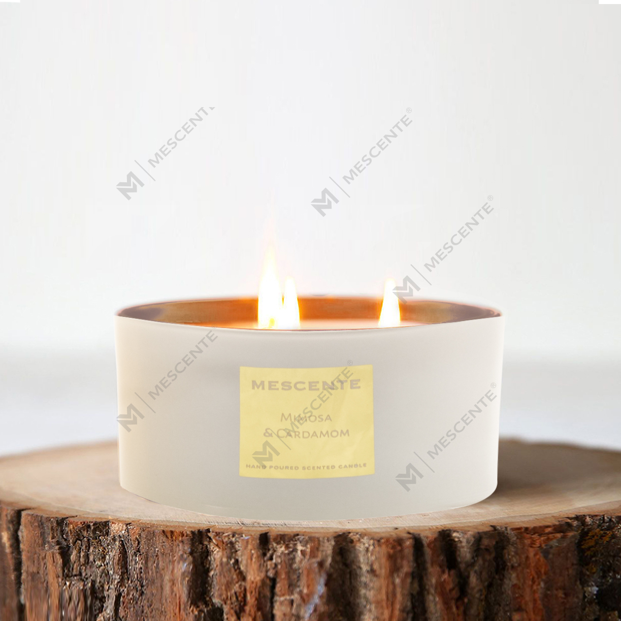M&Scent toptan dekoratif aromaterapi 3 fitil kokulu hindistan cevizi hurma mum hediye seti