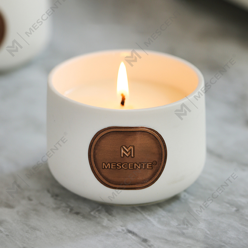 M&Scent özel etiket seramik özel kokulu hindistan cevizi balmumu mum hediye setleri