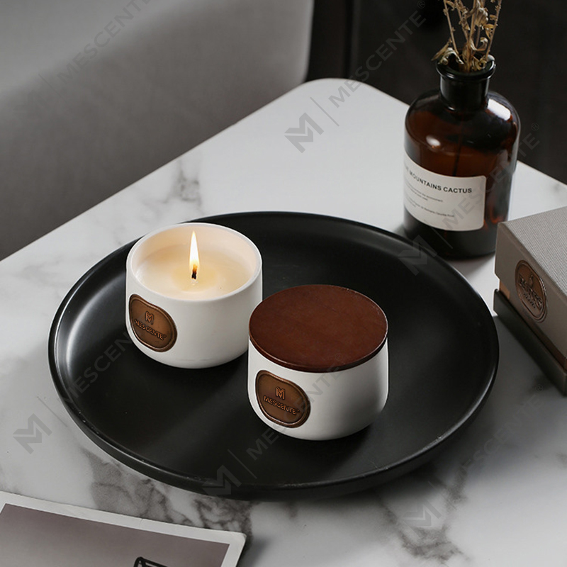 M&Scent özel etiket seramik özel kokulu hindistan cevizi balmumu mum hediye setleri