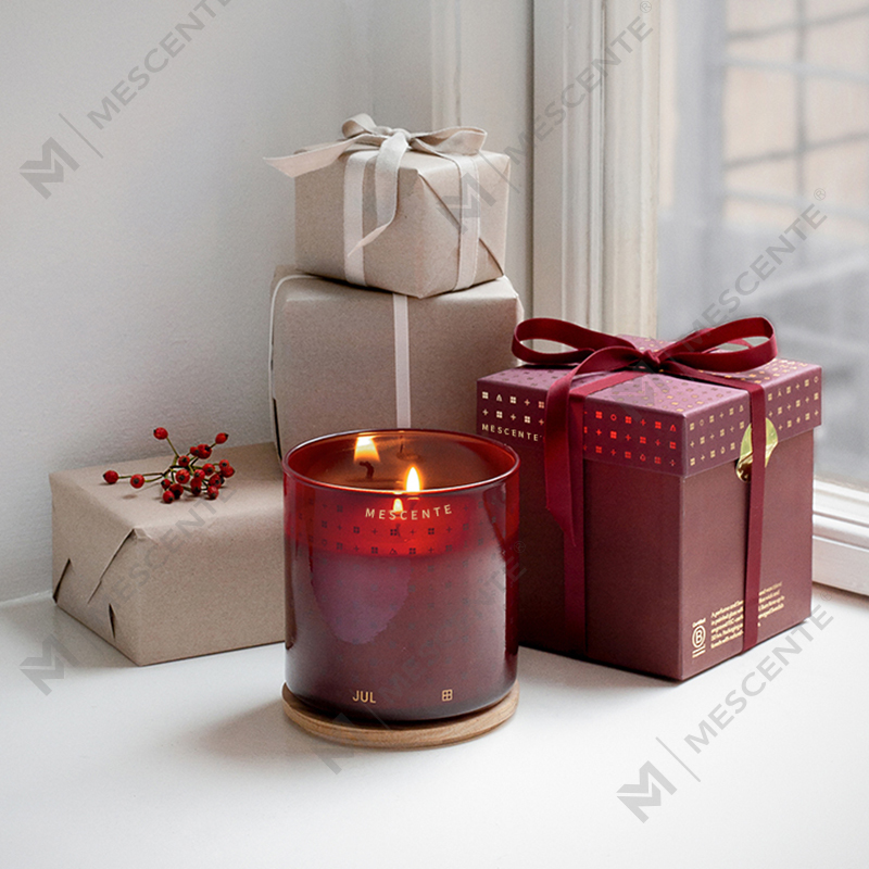 M&Scent Lüks Özel El Yapımı Noel Dekoratif Kokulu Soya Balmumu Mumlar Hediye Kutusu ile