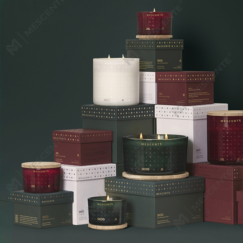 M&Scent Lüks Özel El Yapımı Noel Dekoratif Kokulu Soya Balmumu Mumlar Hediye Kutusu ile