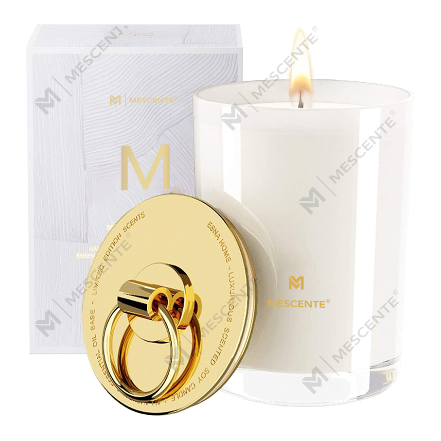 M&Scent Lüks Beyaz Soya Balmumu Logosu Kişiselleştirilmiş Düğün Kokulu Mumlar, Özel Kamp Mumu