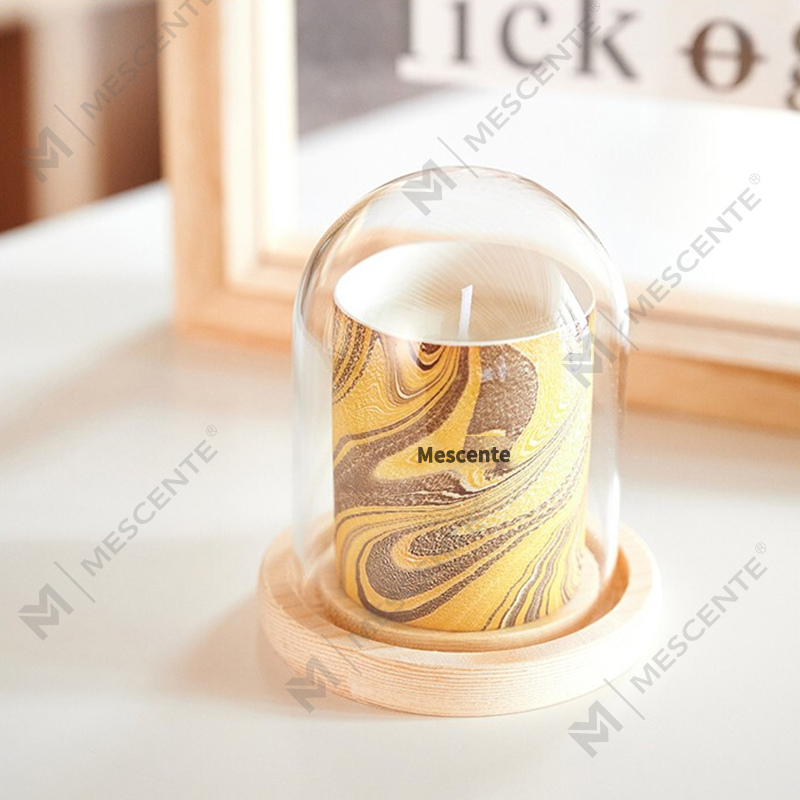 M&Scent Toptan Ucuz Özelleştirilmiş Lüks Özel Etiket Sütun Kokulu Soya Balmumu Ahşap Fitil Aroma Mum