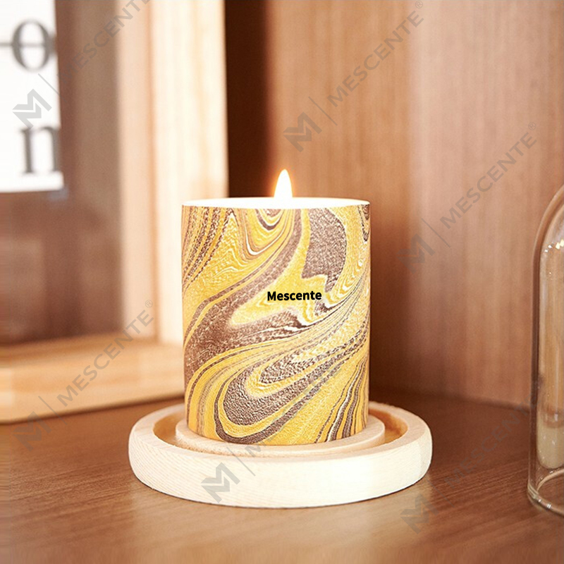 M&Scent Toptan Ucuz Özelleştirilmiş Lüks Özel Etiket Sütun Kokulu Soya Balmumu Ahşap Fitil Aroma Mum