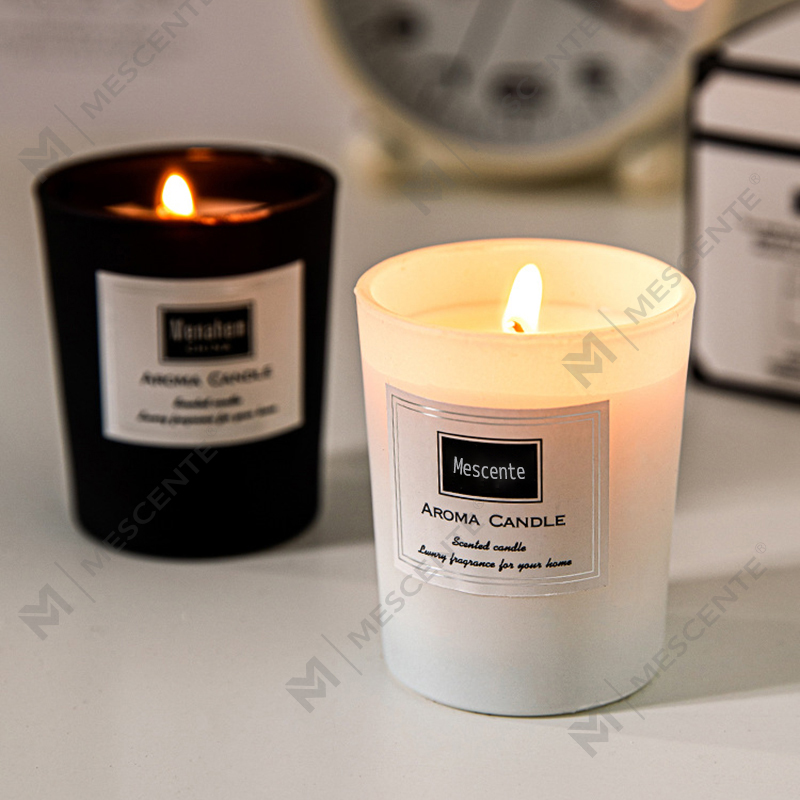 M&Scent özel baskılı şakayık kokulu soya mumları, dijital kokulu mum