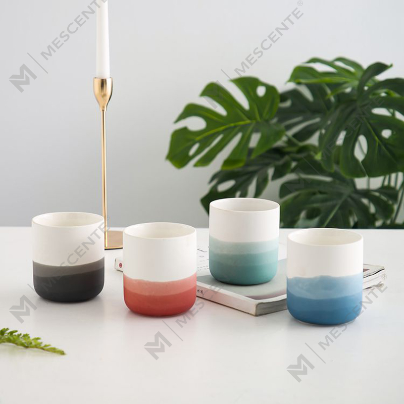 M&Scent Dekoratif Seramik Mavi ve Beyaz Vazo Konik Tealight Mumluk, Fenerler ve Mum Kavanozları