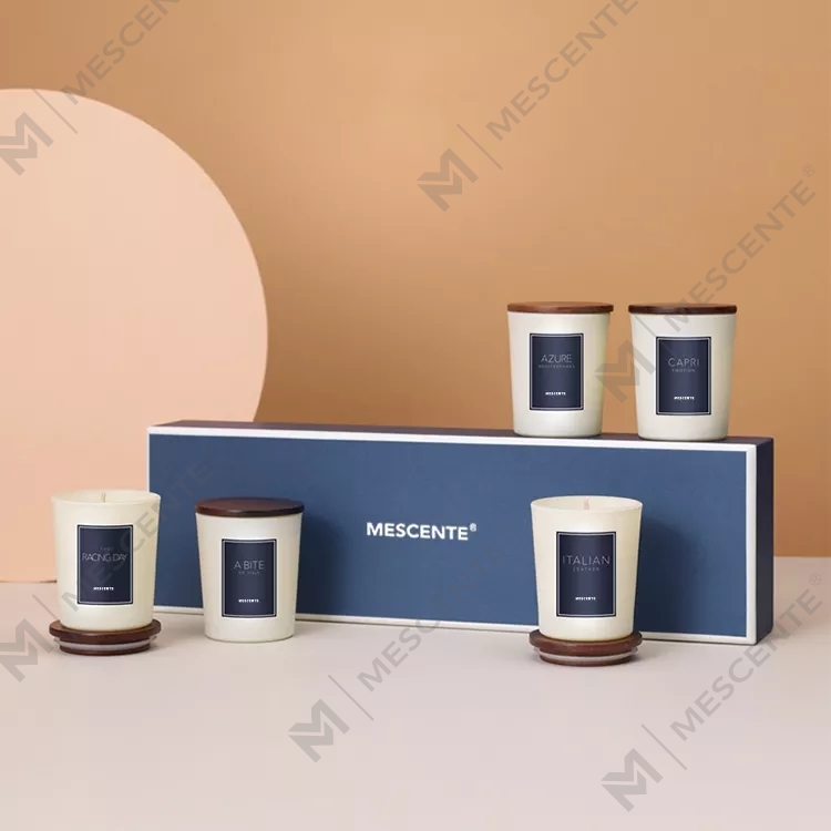 M&scent toptan özel etiket parfüm yağı kokulu mumlar lüks kapaklı, aromaterapi mumu