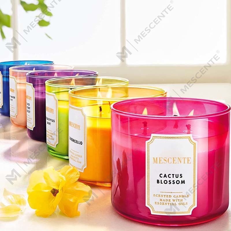 M&Scent El Yapımı 3 Fitil Doğal Yasemin Kokulu Soya Balmumu Mum Hediye, Özel Etiket Aromaterapi Kristal Mumlar