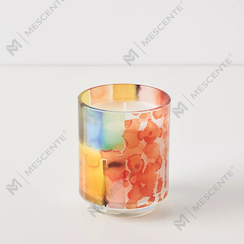 M&Scent Lüks Özel Dekorasyon Özel Etiket 3 Fitil Bir Pazar Ressam Cam Kristal Kokulu Soya Balmumu Mumlar