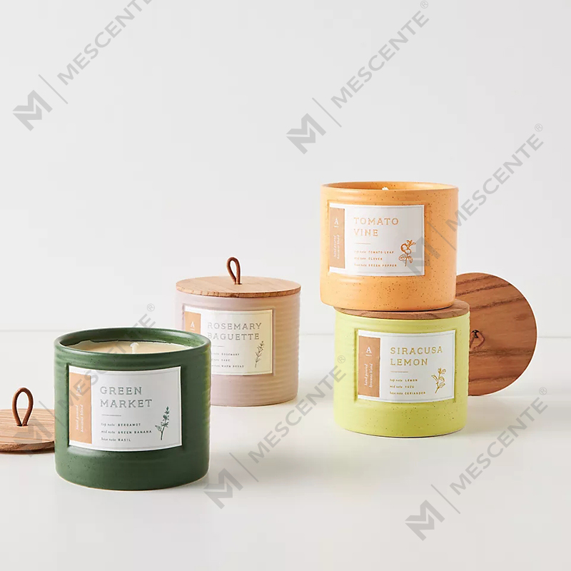 M&Scent Private Label Renkli Seramik Kavanoz Kokulu Soya Balmumu Şık Mumlar