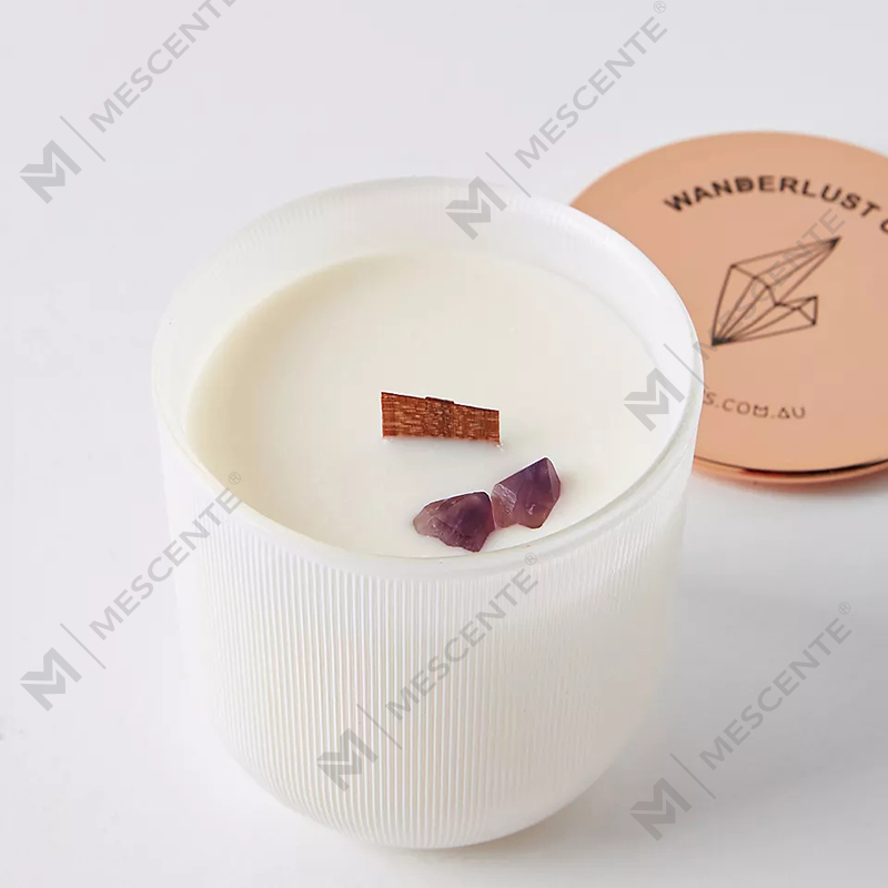 Toptan Lüks Mermer Parlak Logo Kristal İnfüzyon Mücevher Çakra Aromaterapi Kokulu Soya Balmumu Mumlar