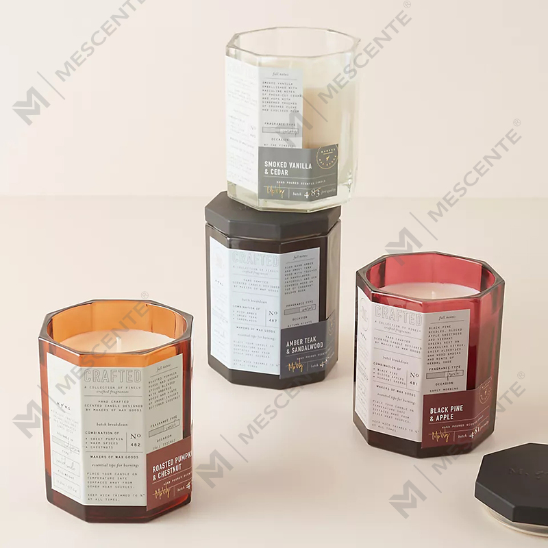 M&Scent Özel Lüks Ahşap Kapaklı Pamuk Fitil Cam Kap Soya Balmumu Karışımı Sonbahar Hazırlanmış Cam Mum