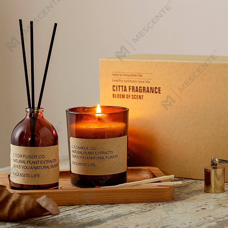 M&Scent lüks dekor ev kamış difüzörü ve kutu ambalajlı kokulu mum seti
